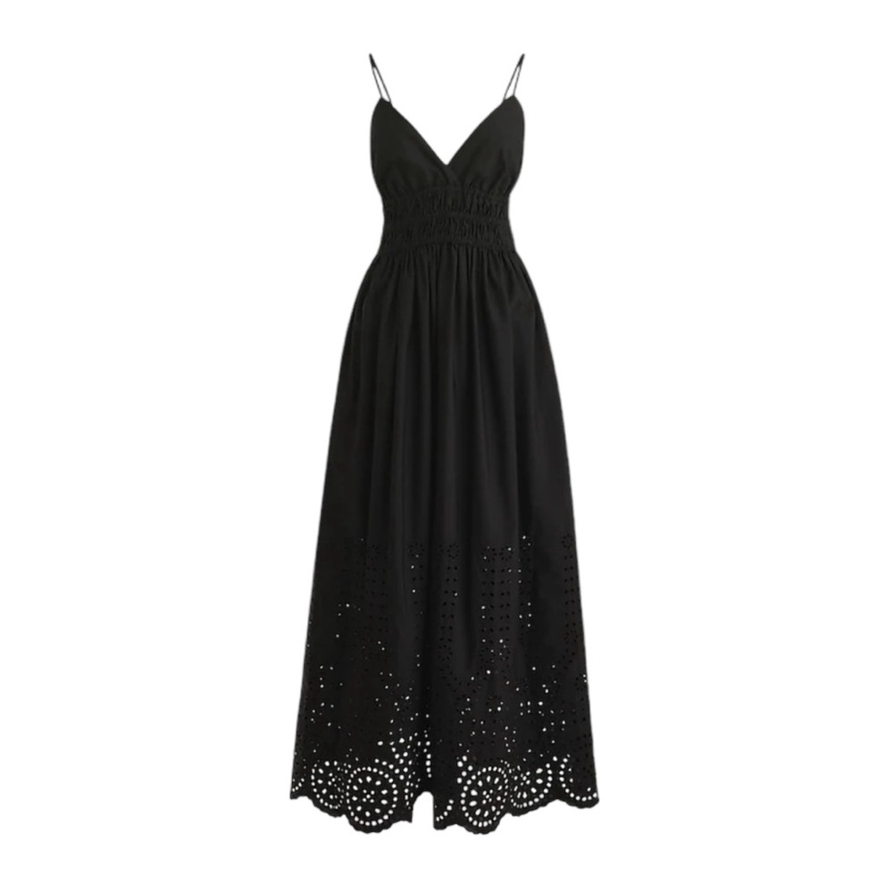 NWT J Crew V-Neck Spaghetti Strap Eyelet Sundress Petite Summer Vacation Resort